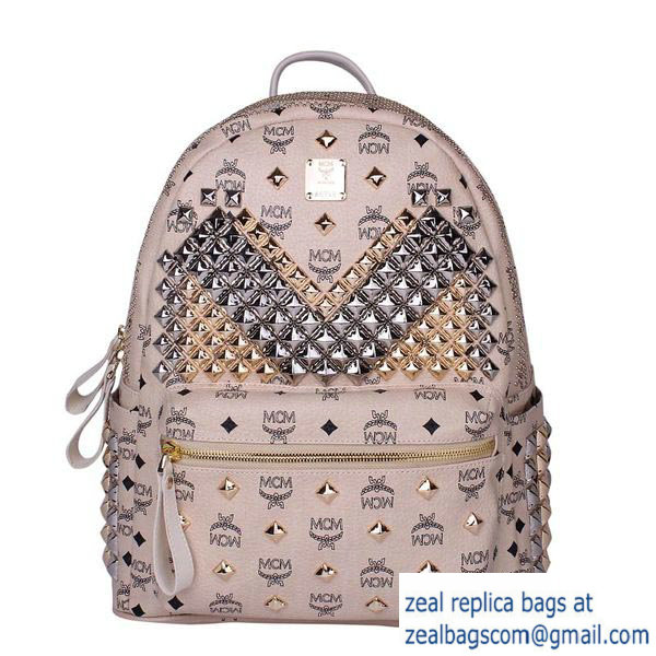 High Quality Replica MCM Medium Stark Front Studs Backpack MC4237 Beige